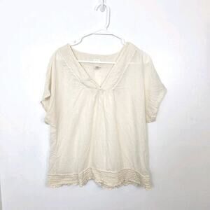 Old Navy Cream Sheer Y2K Coastal Beachy Lightweight Casual Shirt‎ Size Large